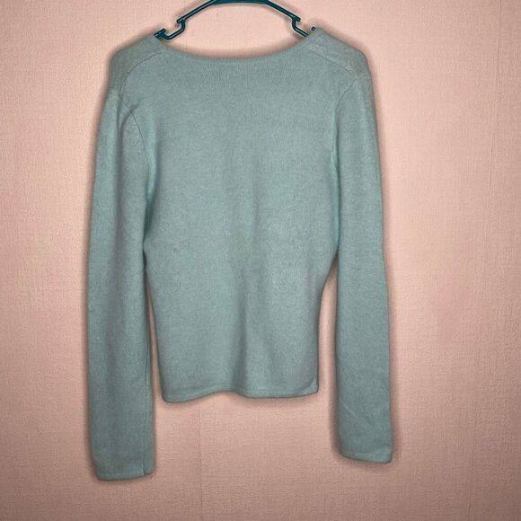 Sarah Spencer Sweater Womens Medium Blue V-Neck‎ Soft Angora Wool Preppy Office - Picture 6 of 12